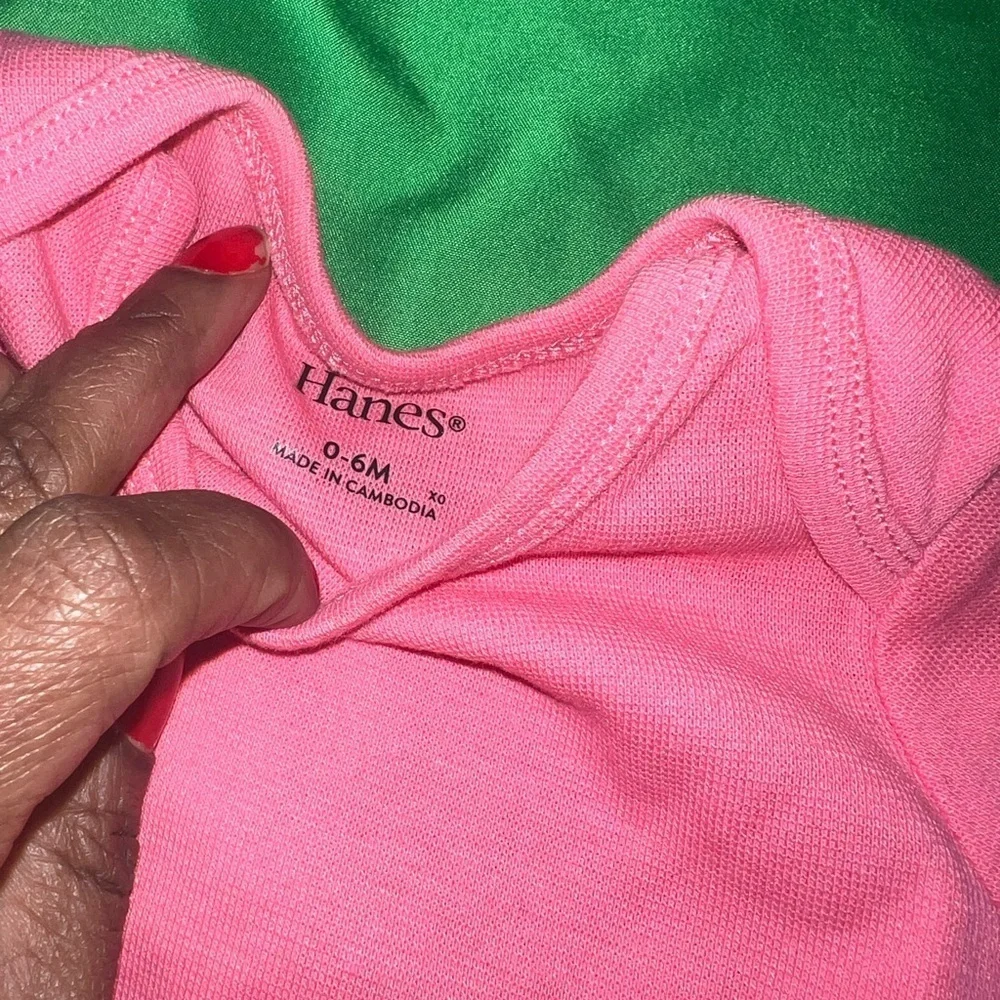 Hanes Kids Long Sleeve Tees - Coral and Light Pink 0-6 Months